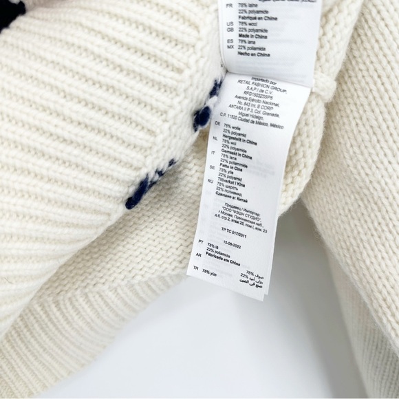 Sandro Sweater Floral Jacquard Ivory Wool Cropped - Picture 6 of 8